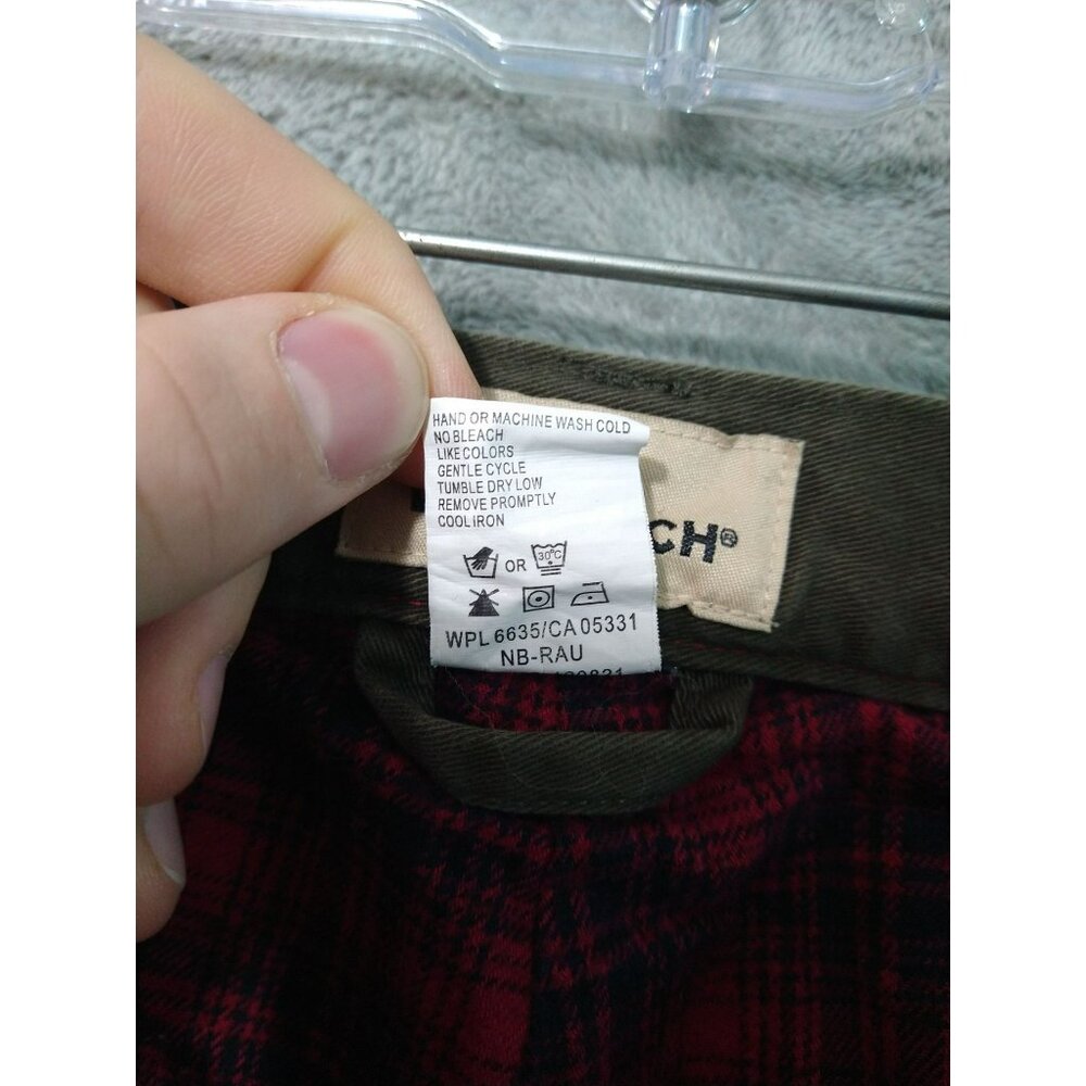 Woolrich Jeans Mens 44 x 31 Green Flannel Lined Chino High Rise Tapered Leg - Picture 9 of 10